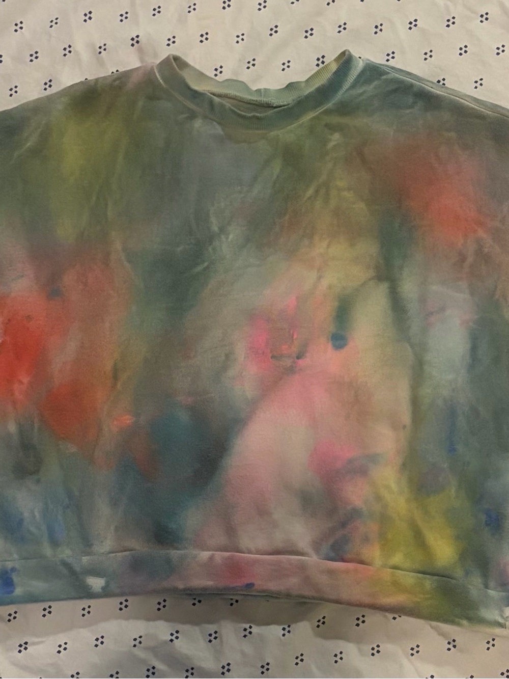 STATE Pastel Green Tie-Dye Crewneck Short-Sleeve Sweatshirt